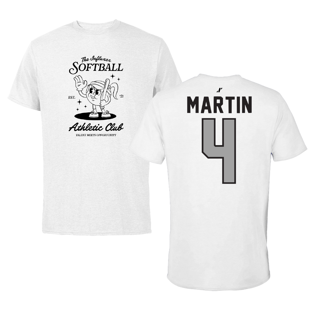 Softball White Influxer Athletic Club Tee - #4 Makenzie Martin