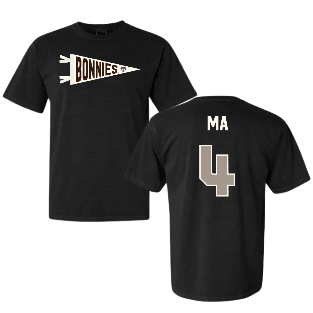 St. Bonaventure University Soccer Black Pennant Comfort Colors Tee - #4 Lilly Ma