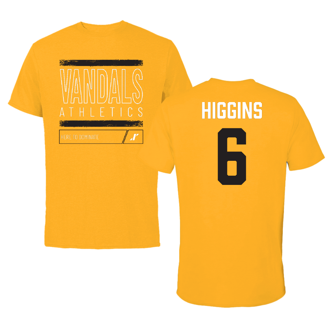 University of Idaho Football Gold Dominate Performance Tee - #6 Trais Higgins
