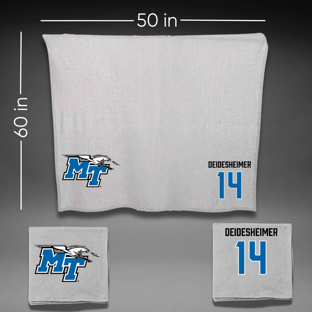 Middle Tennessee State University Volleyball Gray Blanket - #14 Payton Deidesheimer