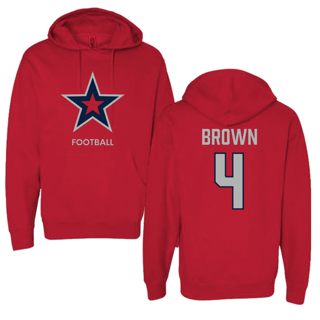 Robert Morris University Football Red Mascot Hoodie - #4 Tony Brown
