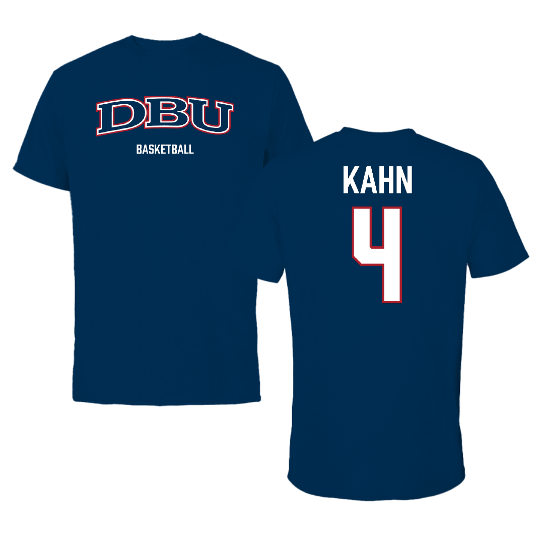 Dallas Baptist University Basketball (M) Navy Tee - #4 Cameron Kahn