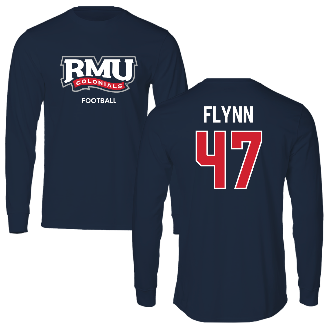 Robert Morris University Football Navy RMU Long Sleeve - #47 Mack Flynn