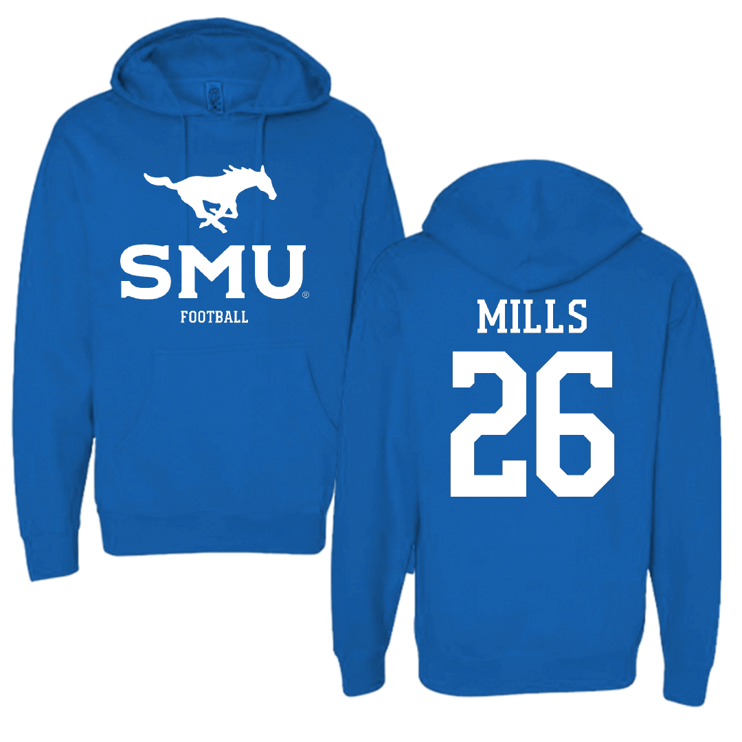 Southern Methodist University Football Blue Hoodie - #26 Keyshon Mills