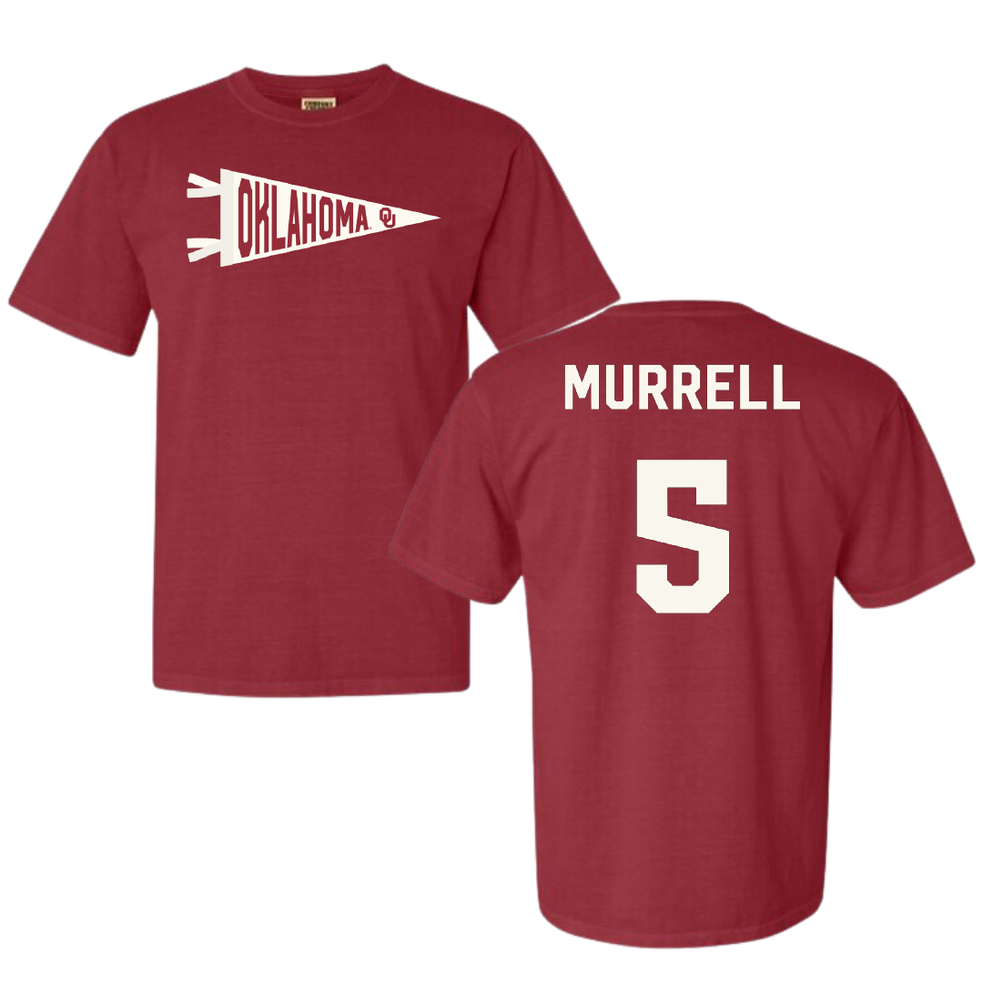 University of Oklahoma Soccer Crimson Pennant Comfort Colors Tee - #5 Hadley Murrell