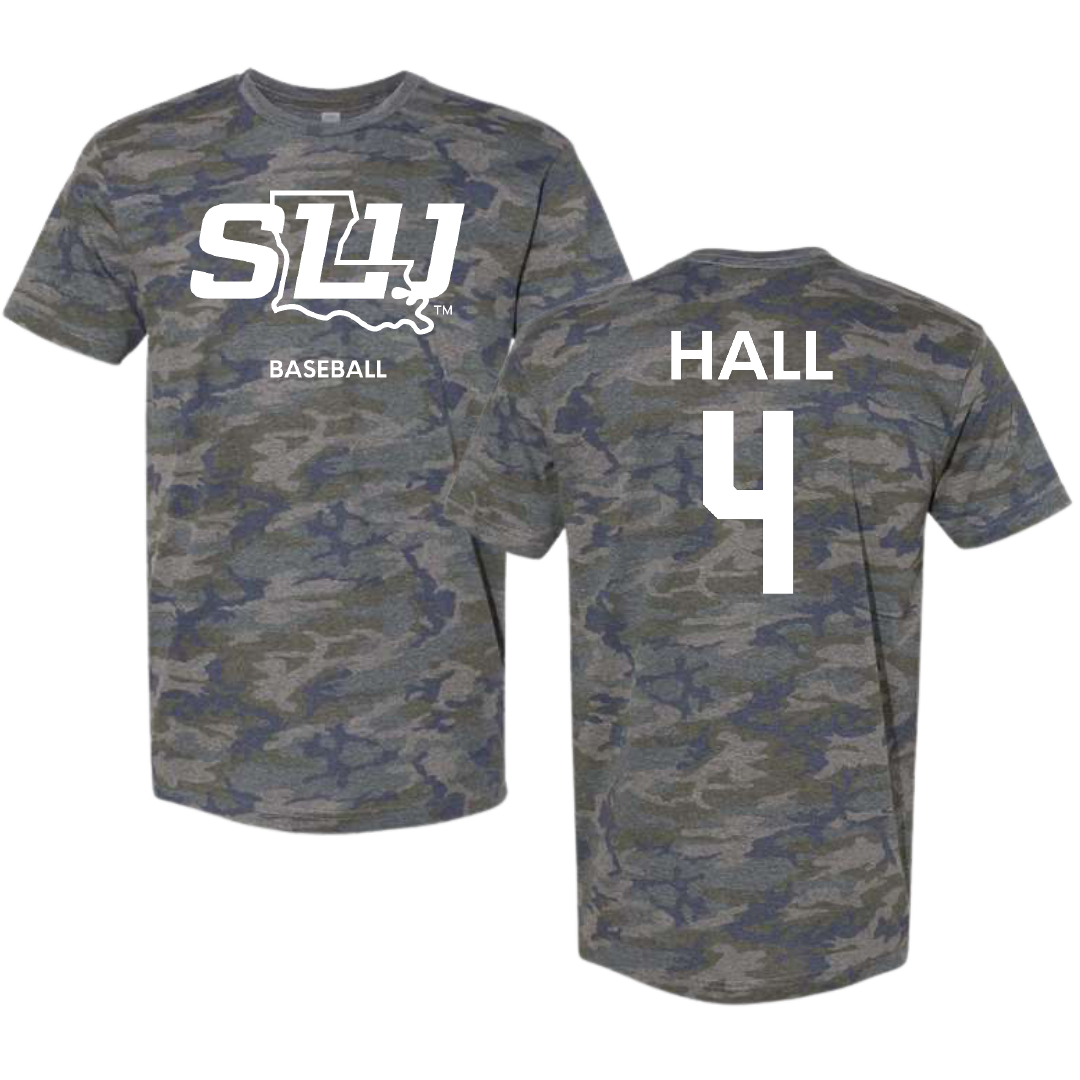 Southeastern Louisiana University Baseball Vintage Camo Tee - #4 Jude Hall