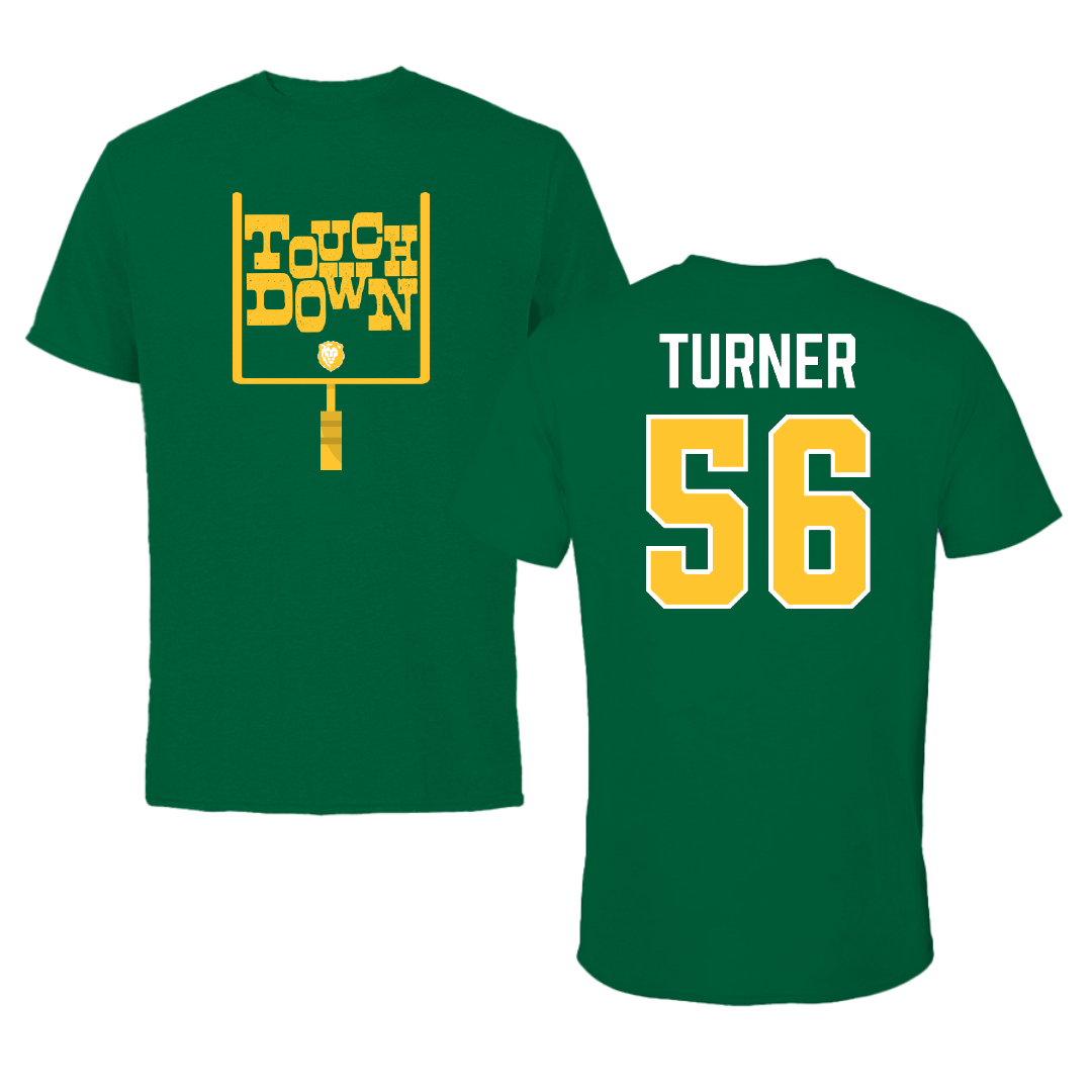 Southeastern Louisiana University Football Green Touchdown Tee - #56 Javin Turner