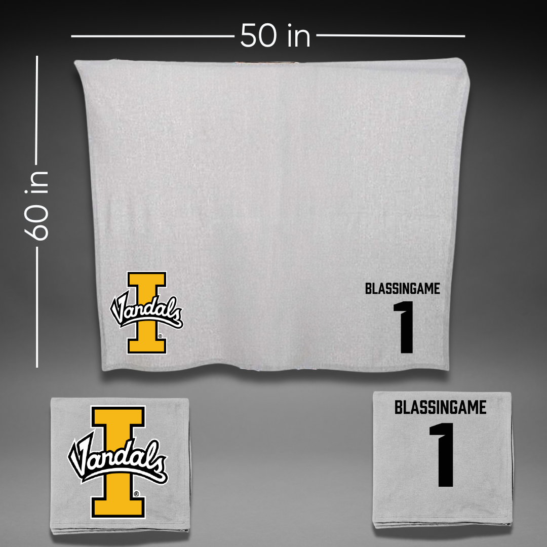 University of Idaho Basketball Gray Vandals Blanket - #1 Trevon Blassingame