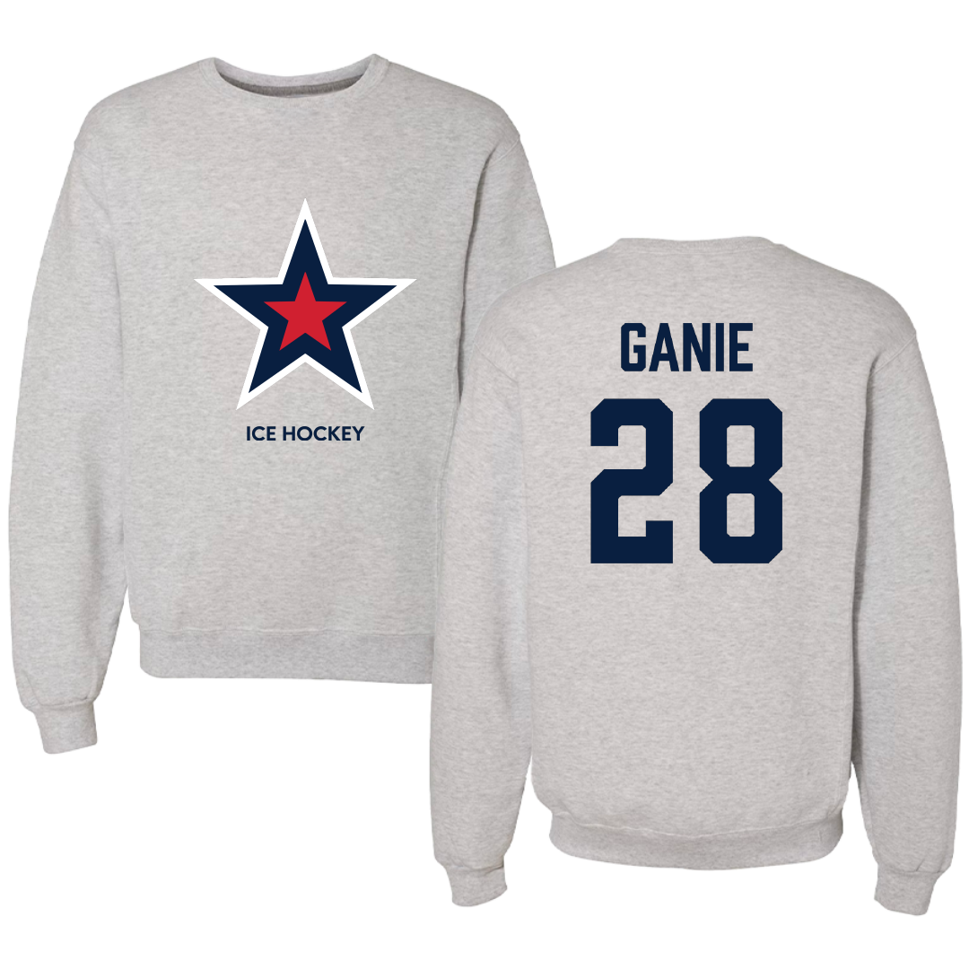 Robert Morris University Ice Hockey (M) Light Gray Crewneck - #28 Logan Ganie