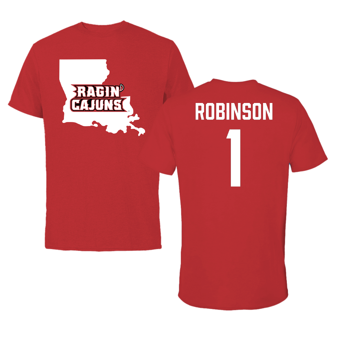 University of Louisiana at Lafayette Basketball Red State Tee - #1 Tamiah Robinson