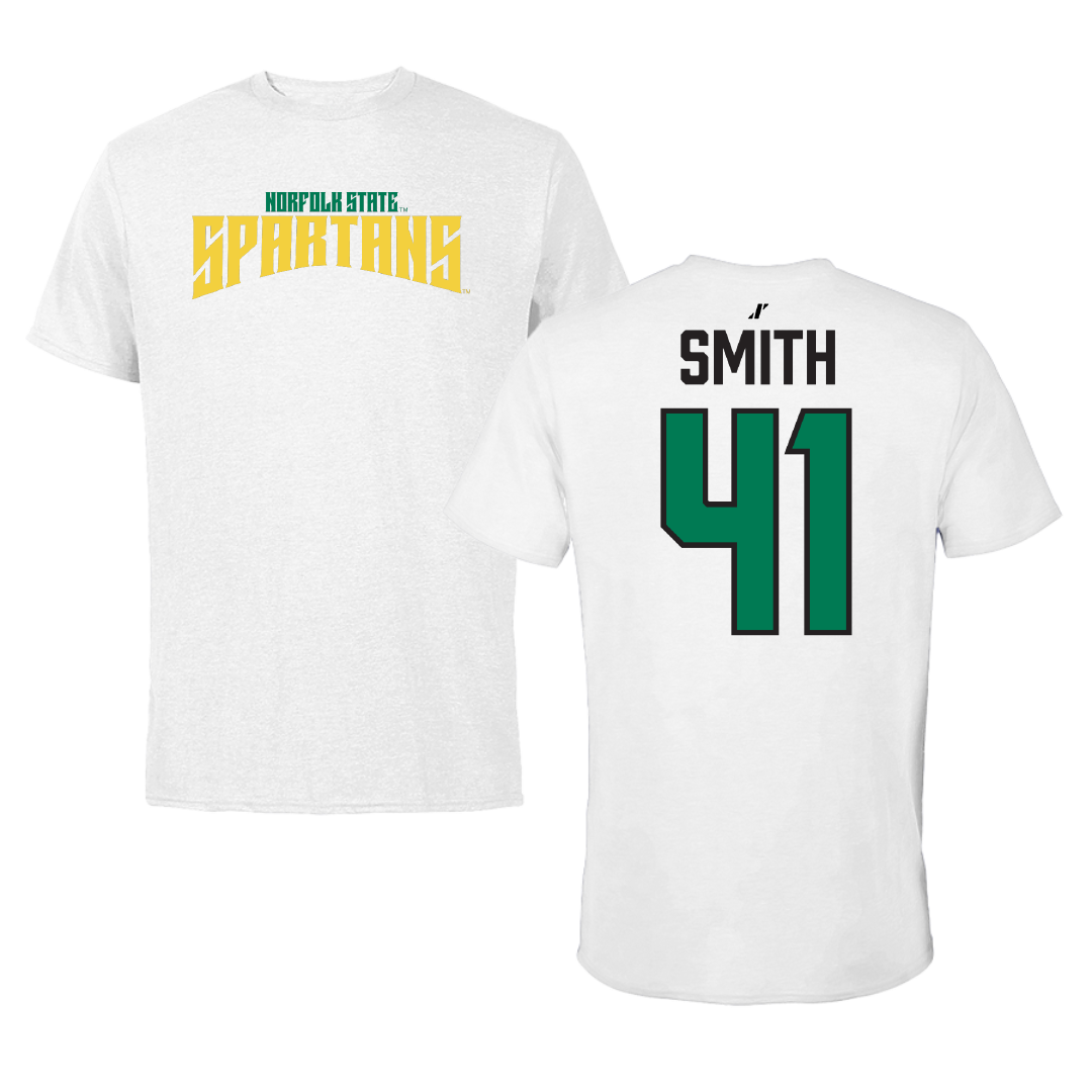 Norfolk State University Football White Classic Tee - #41 Jayden Smith