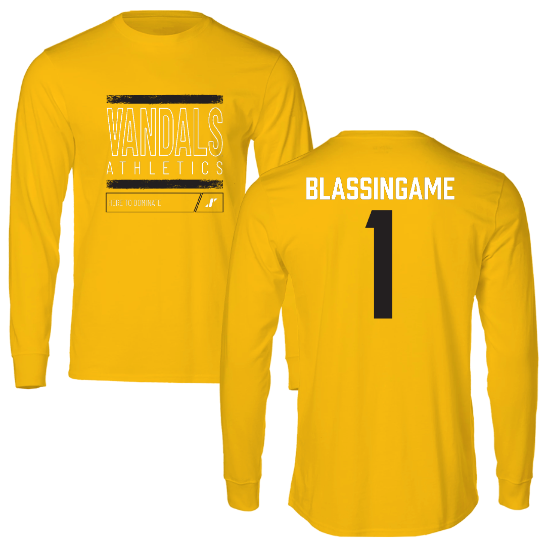 University of Idaho Basketball Gold Dominate Long Sleeve - #1 Trevon Blassingame