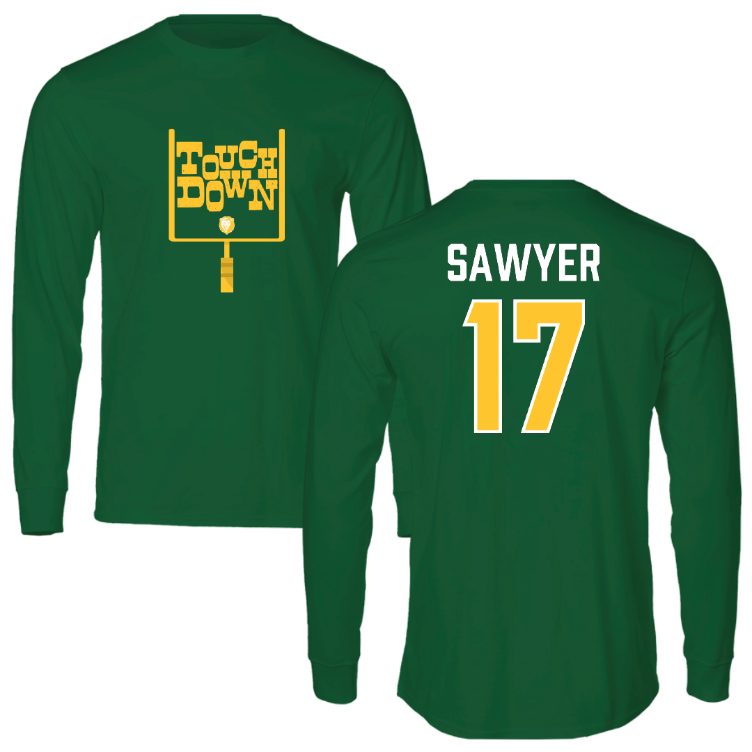 Southeastern Louisiana University Football Green Touchdown Long Sleeve - #17 Eli Sawyer