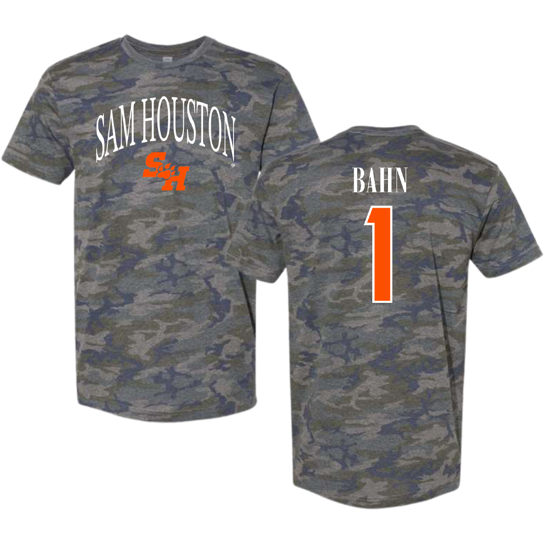 Sam Houston State University Soccer Vintage Camo Tee - #1 Katie Bahn