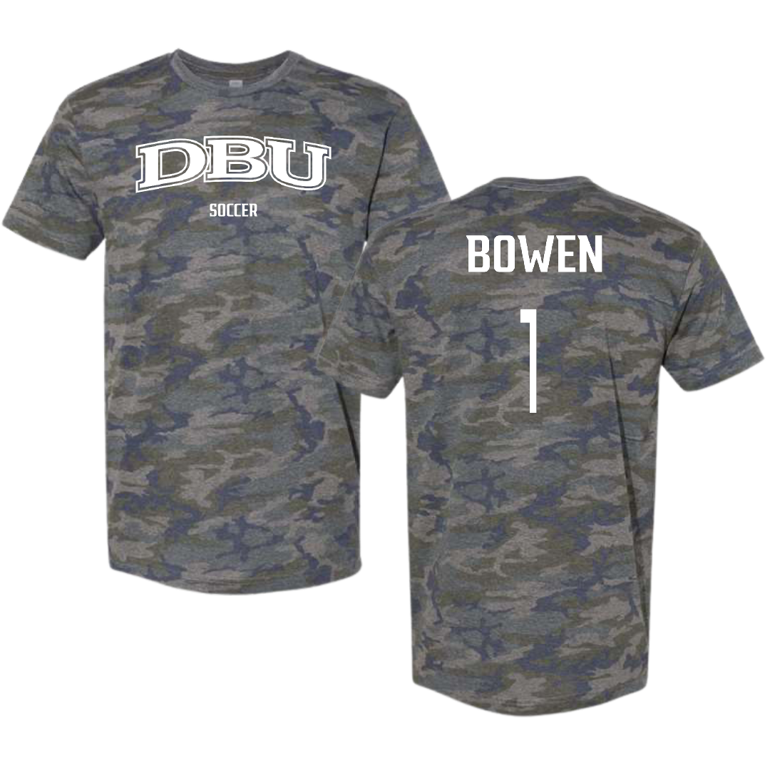 Dallas Baptist University Soccer (W) Vintage Camo Tee - #1 Breanna Bowen