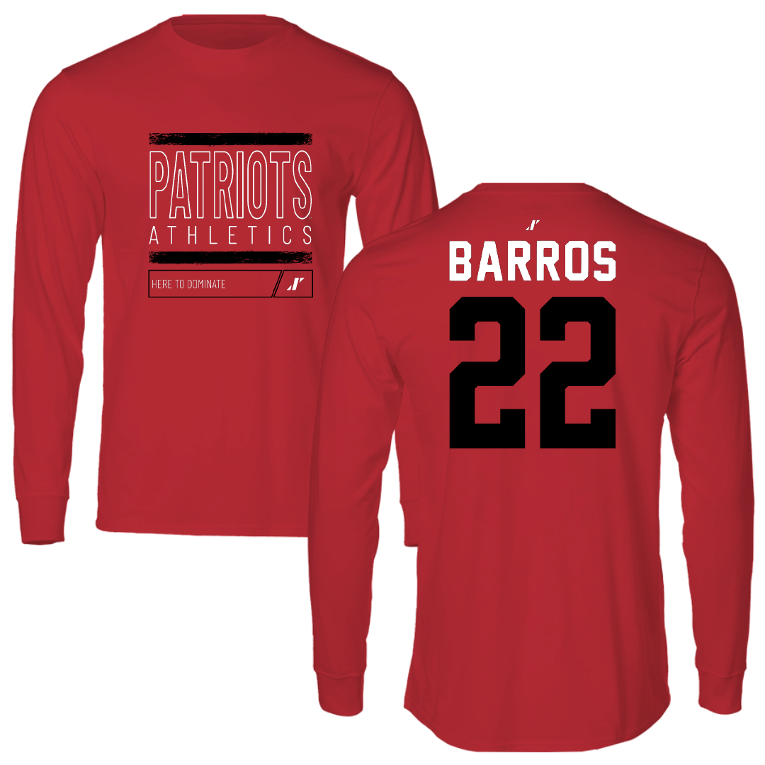 Dallas Baptist University Soccer Red Dominate Performance Long Sleeve - #22 Nicolas Barros