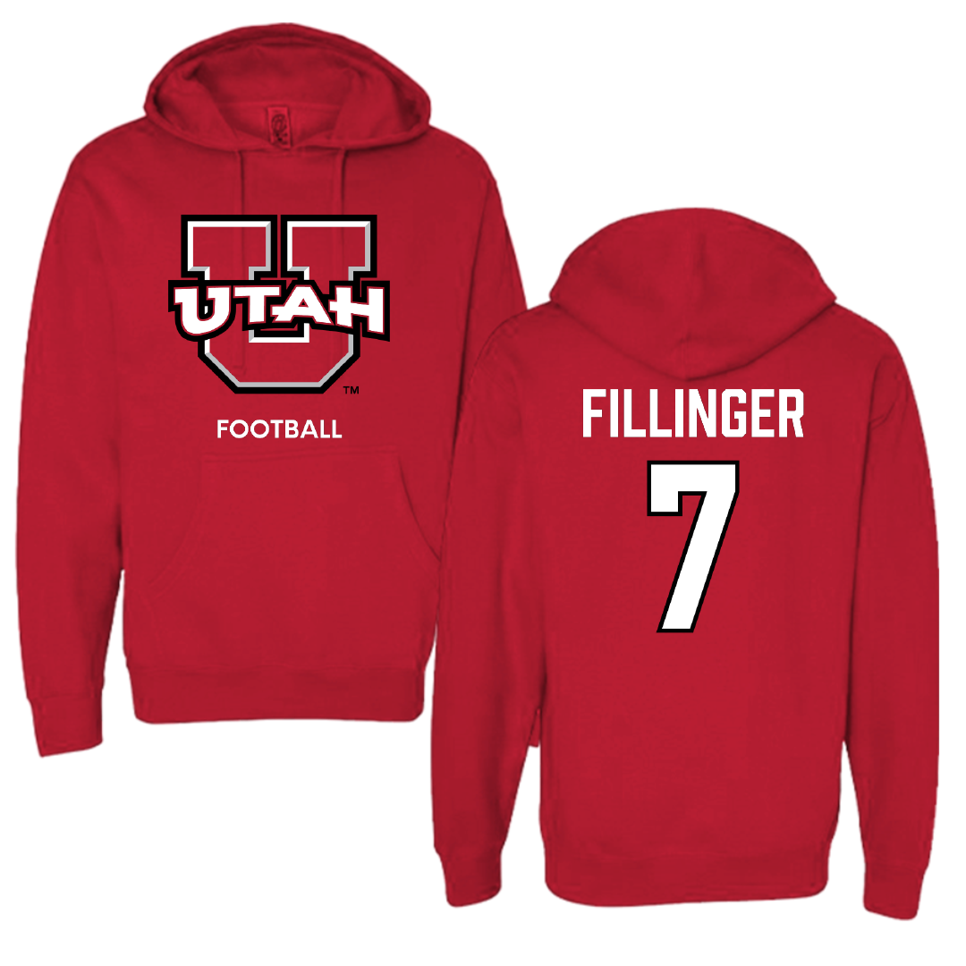 University of Utah Football Red Utes Hoodie - #7 Van Fillinger