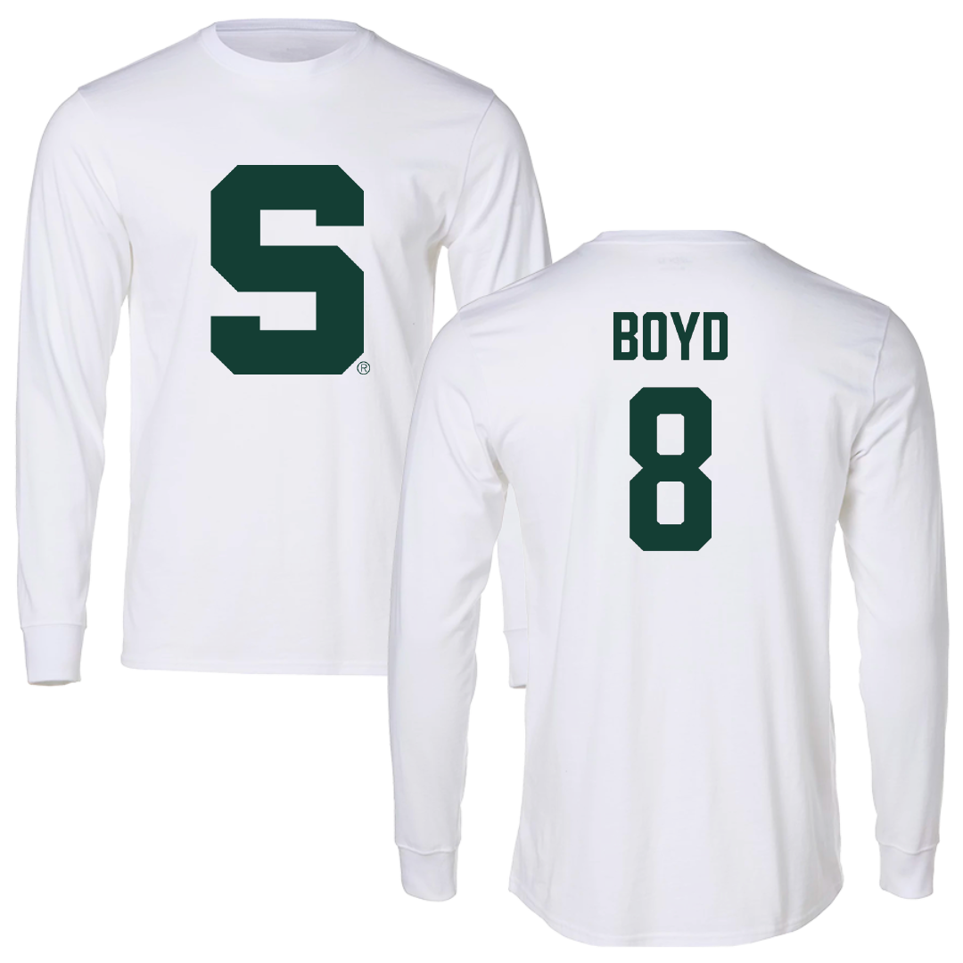 Michigan State University Football White Long Sleeve - #8 Evan Boyd