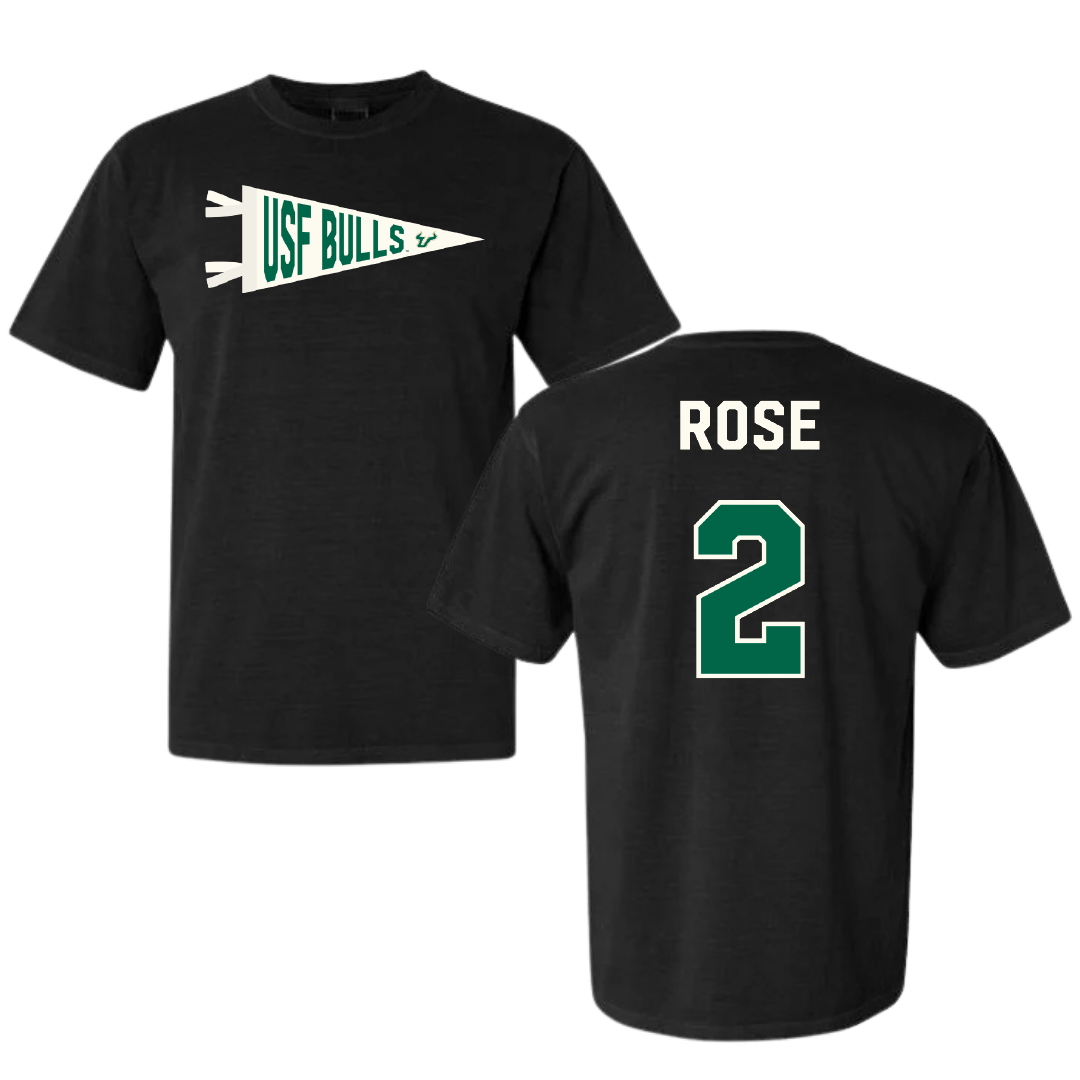 University of South Florida Baseball Black Pennant Comfort Colors Tee - #2 Matt Rose
