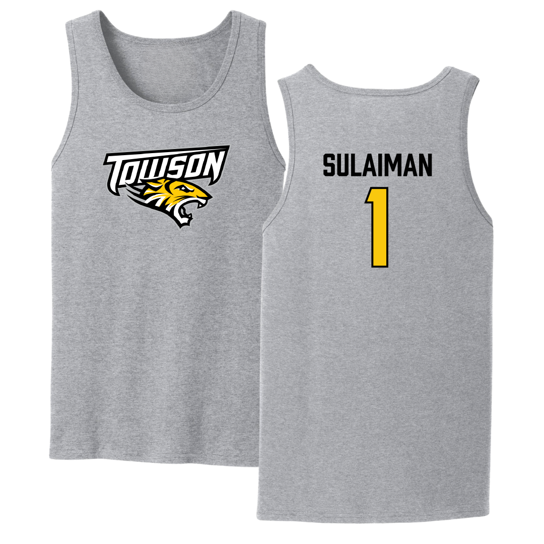 Towson University Basketball Sport Gray Tank Top - #1 Tomiwa Sulaiman