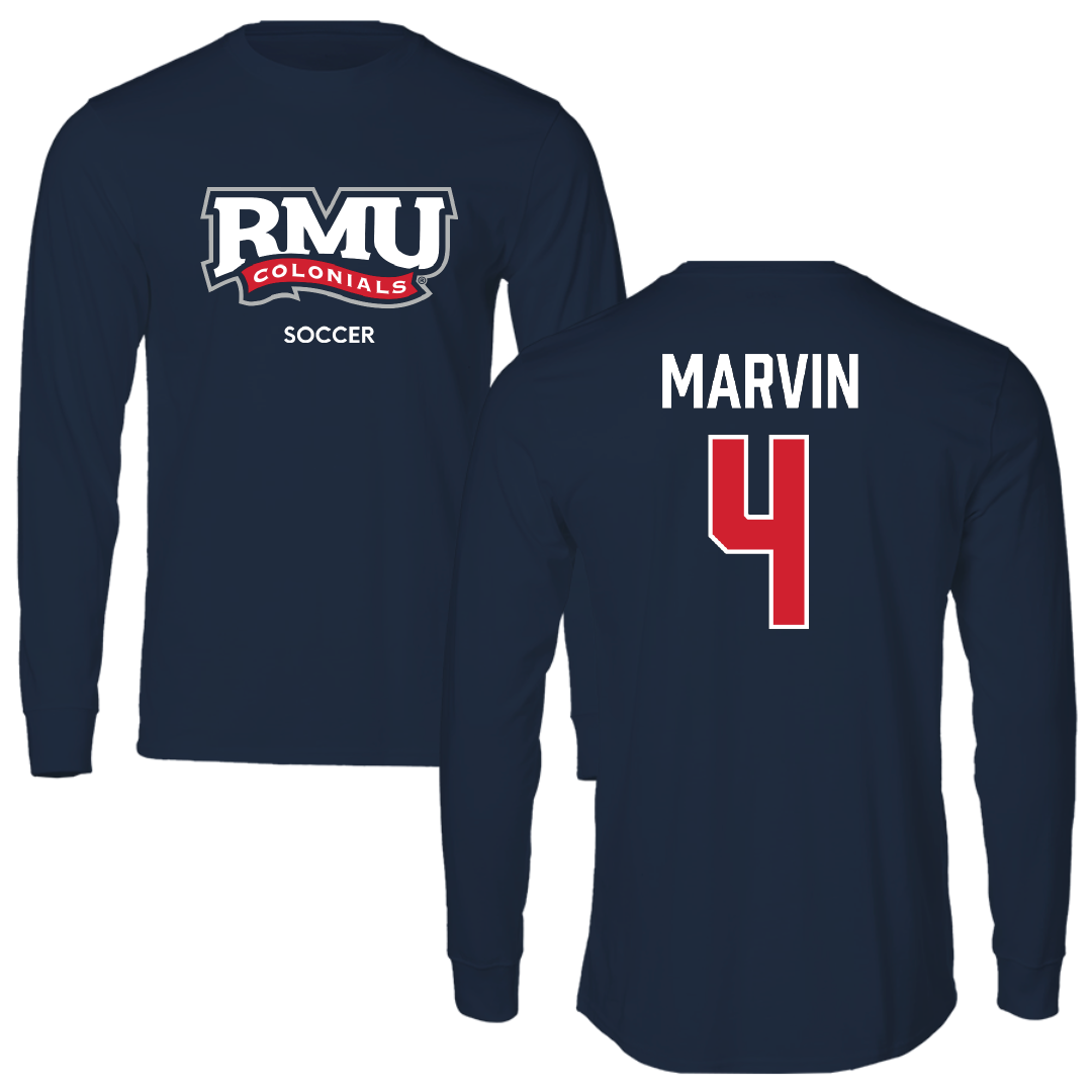 Robert Morris University Soccer (W) Navy RMU Performance Long Sleeve - #4 Jillian Marvin