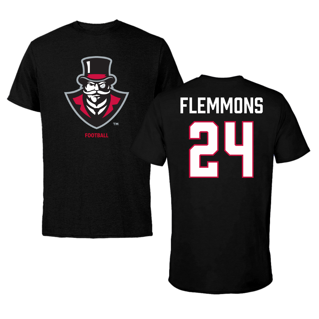 Austin Peay State University Football Black Performance Tee - #24 Jeremiah Flemmons