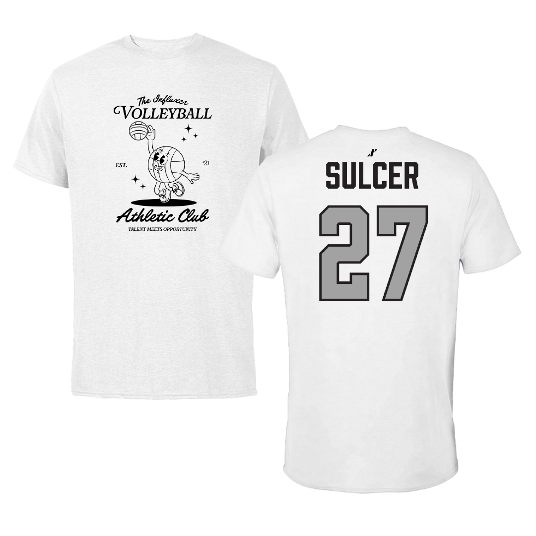 Volleyball White Influxer Athletic Club Tee - #27 Dylan Sulcer