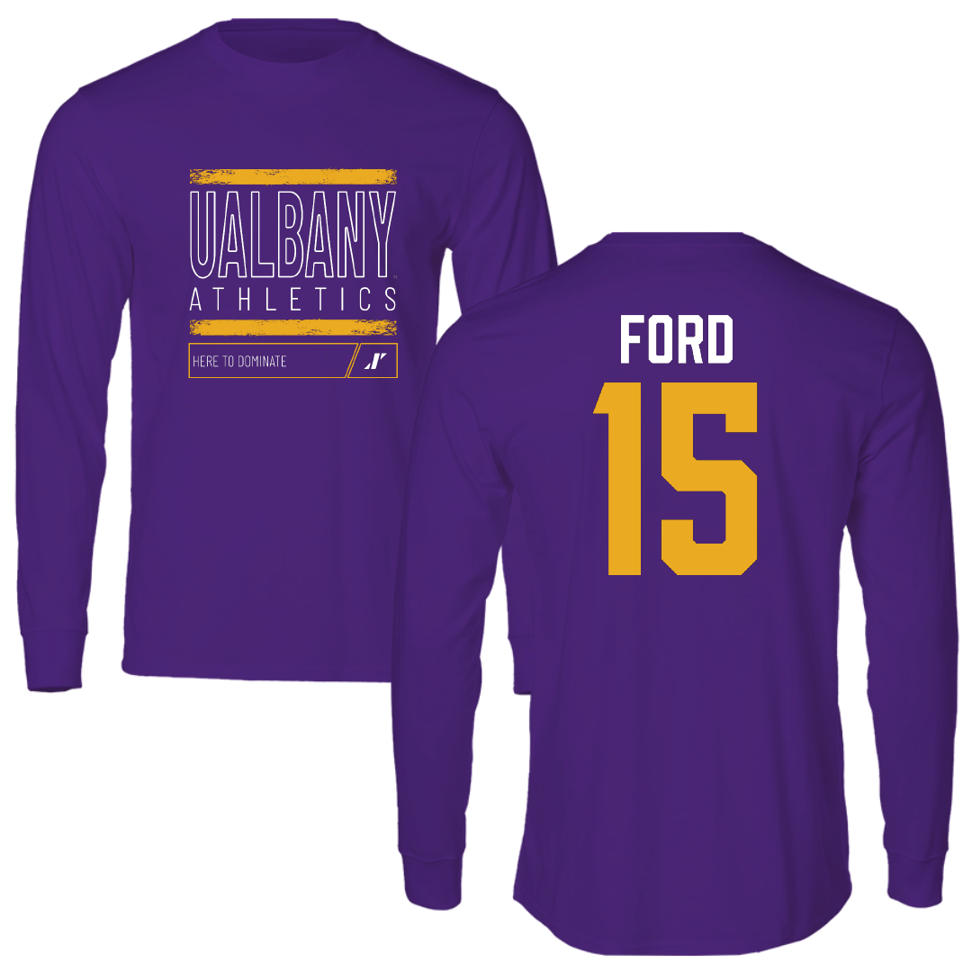 University at Albany Basketball Purple Dominate Long Sleeve - #15 Hailee Ford