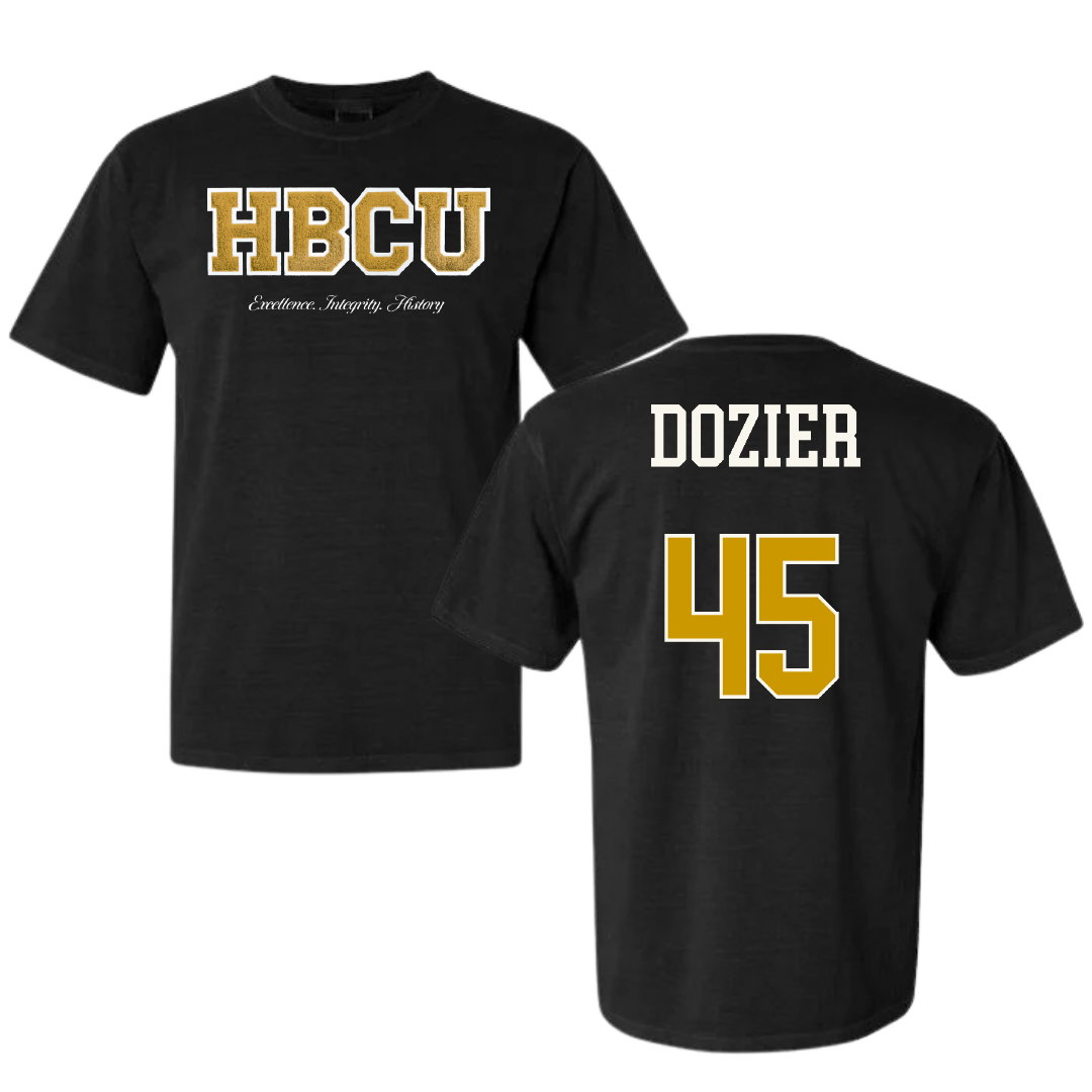 Alabama State University Football Black HBCU Varsity Comfort Colors Tee - #45 Rico Dozier