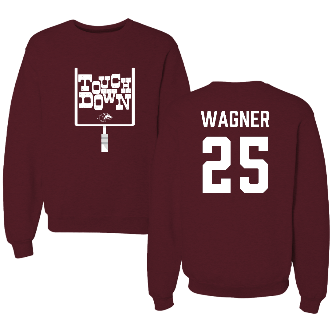 Southern Illinois University at Carbondale Football Maroon Touchdown Crewneck - #25 Kayleb Wagner