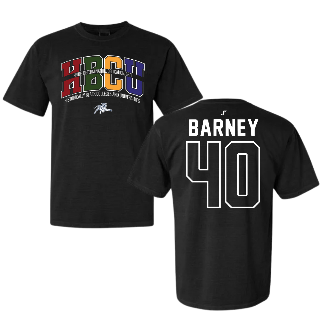 Jackson State University Football Black HBCU Comfort Colors Tee - #40 Braxton Barney