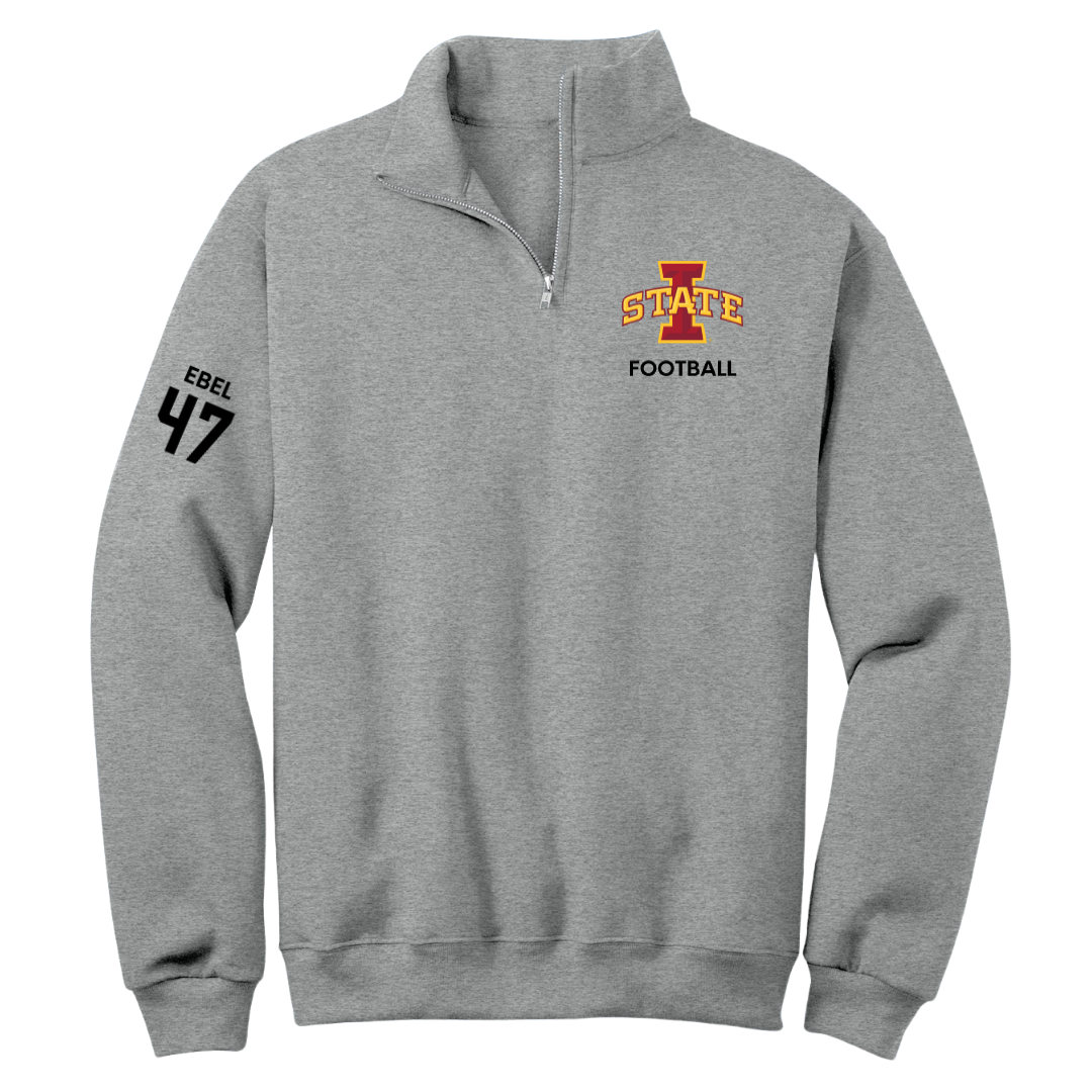 Iowa State University Football Sport Gray Quarter-Zip - #47 Kooper Ebel