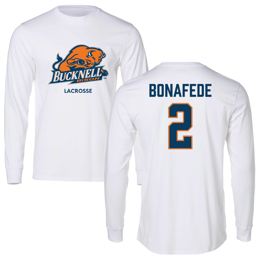 Bucknell University Lacrosse (M) White Performance Long Sleeve - #2 Benjamin Bonafede
