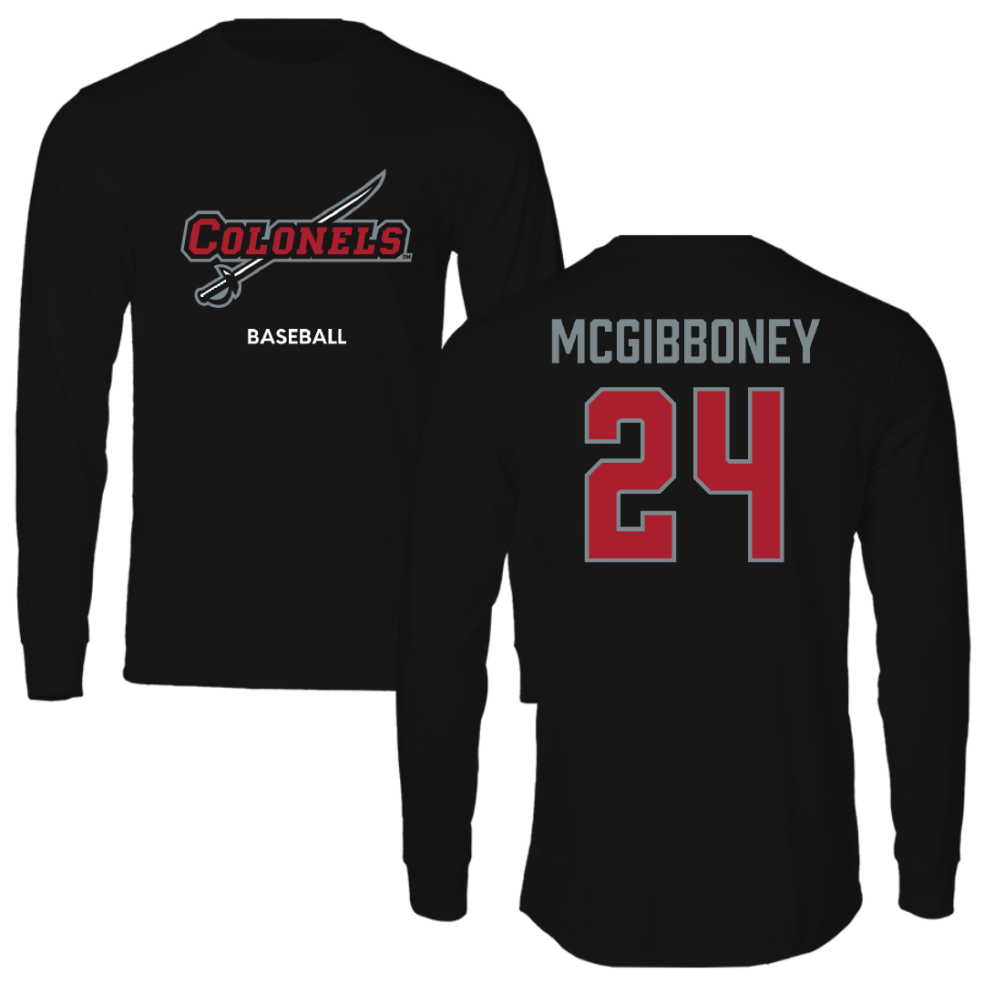 Nicholls State University Baseball Black Colonels Performance Long Sleeve - #24 Luke McGibboney