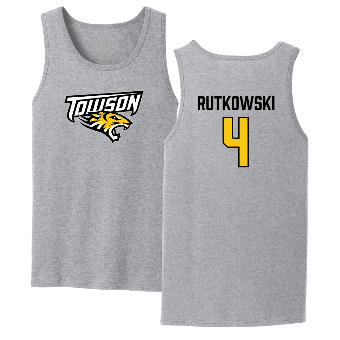 Towson University Football Sport Gray Tank Top - #4 Evan Rutkowski