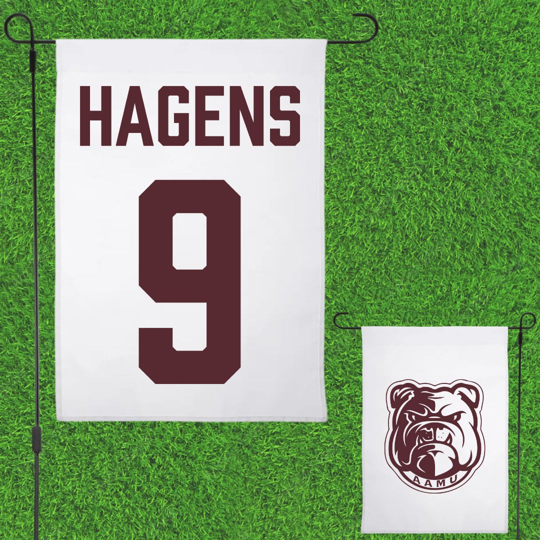 Alabama A&M University Football White Garden Flag - #9 Mekhi Hagens