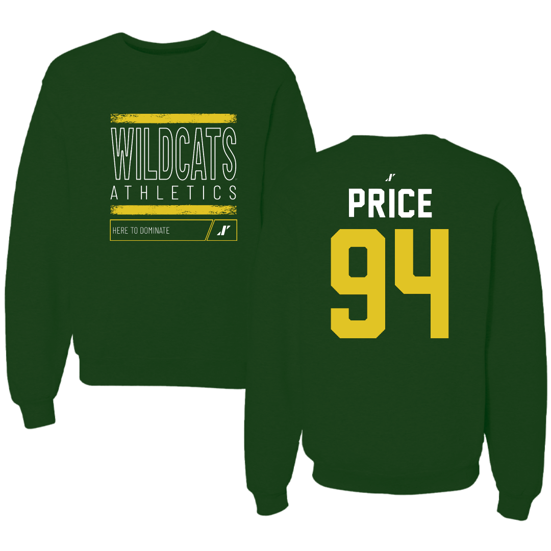 Northern Michigan University Football Forest Green Dominate Crewneck - #94 Jake Price