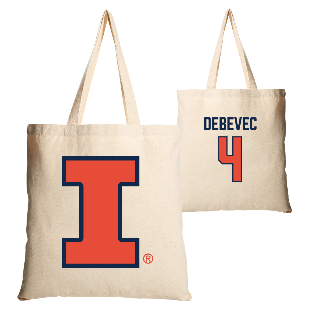 University of Illinois Softball Tan Canvas Tote Bag - #4 Gabby Debevec