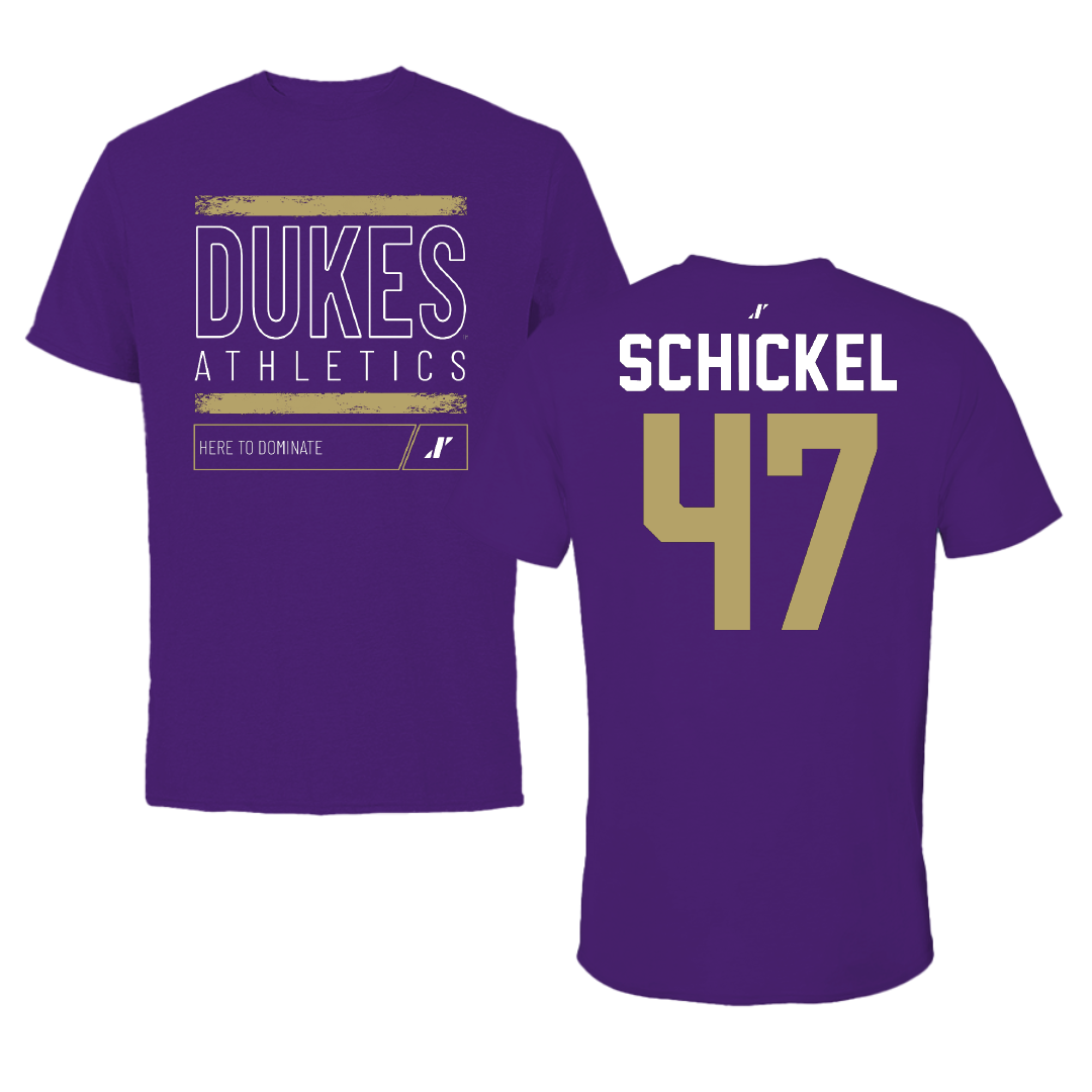 James Madison University Football Purple Dominate Performance Tee - #47 Kaden Schickel