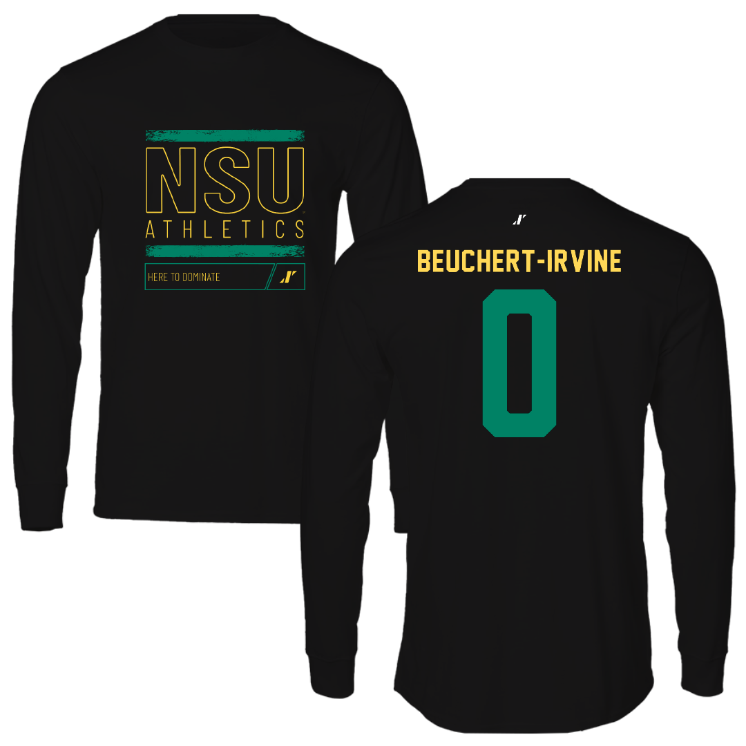 Norfolk State University Football Black Dominate Performance Long Sleeve - #0 Sage Beuchert-Irvine