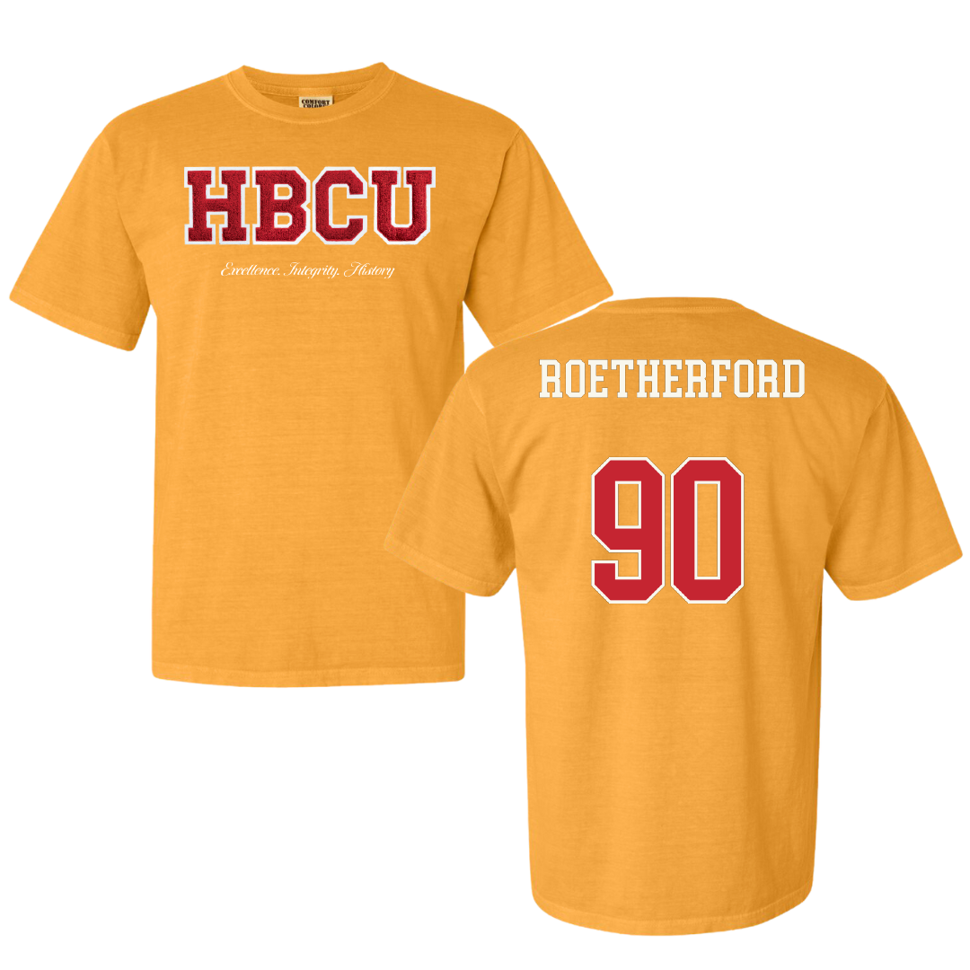University of Arkansas-Pine Bluff Football Gold HBCU Varsity Comfort Colors Tee - #90 Cameron Roetherford