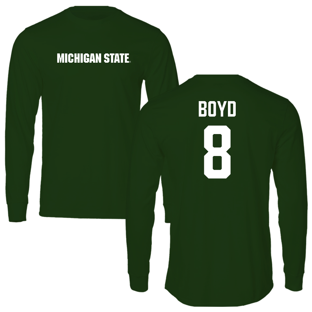 Michigan State University Football Forest Green Long Sleeve - #8 Evan Boyd