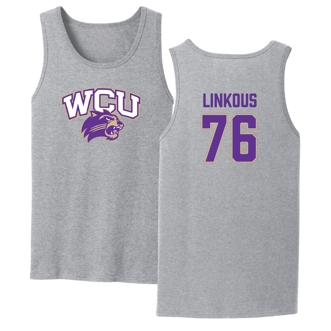 Western Carolina University Football Sport Gray Tank Top - #76 Nathan Linkous