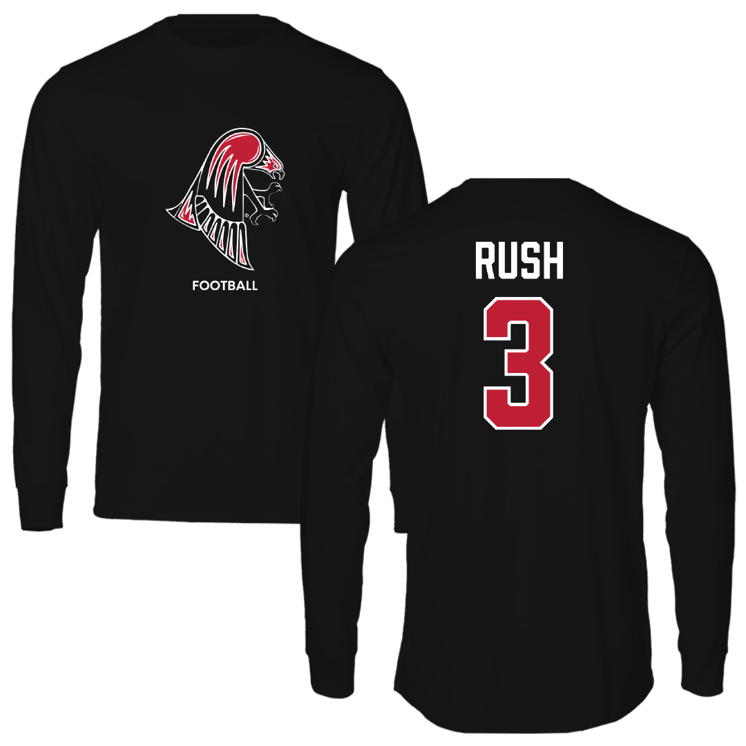 University of Wisconsin-River Falls Football Black Mascot Long Sleeve - #3 Austin Rush