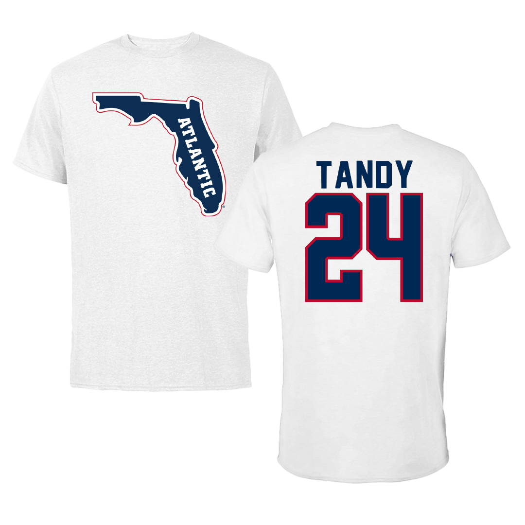 Florida Atlantic University Basketball White Tee - #24 Dekeyvan Tandy
