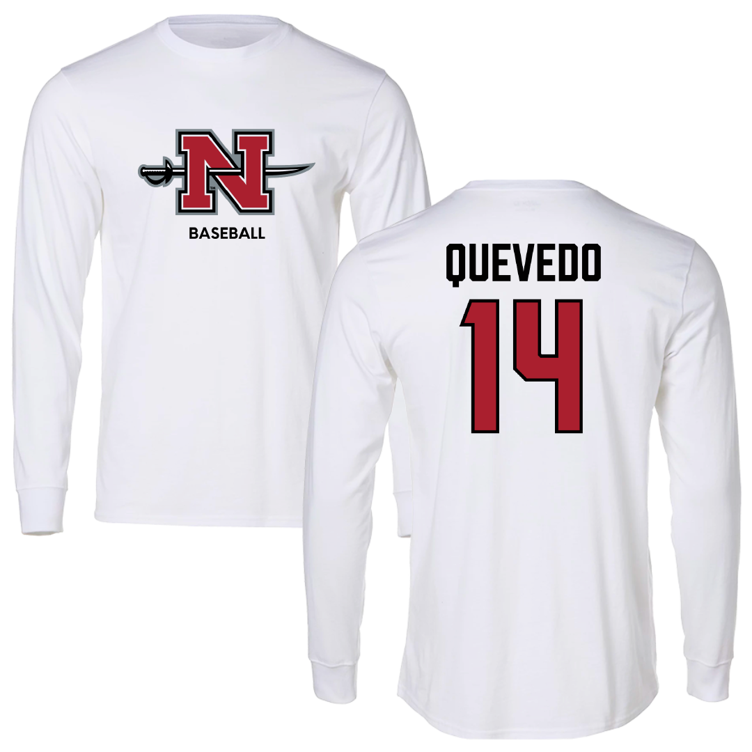 Nicholls State University Baseball White Long Sleeve - #14 Michael Quevedo