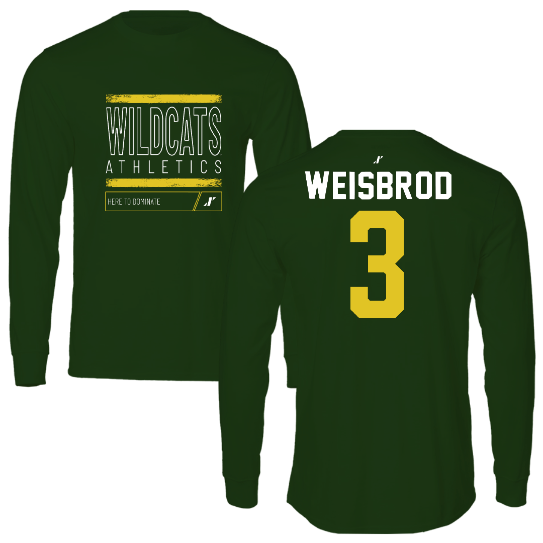 Northern Michigan University Basketball Forest Green Dominate Performance Long Sleeve - #3 Max Weisbrod