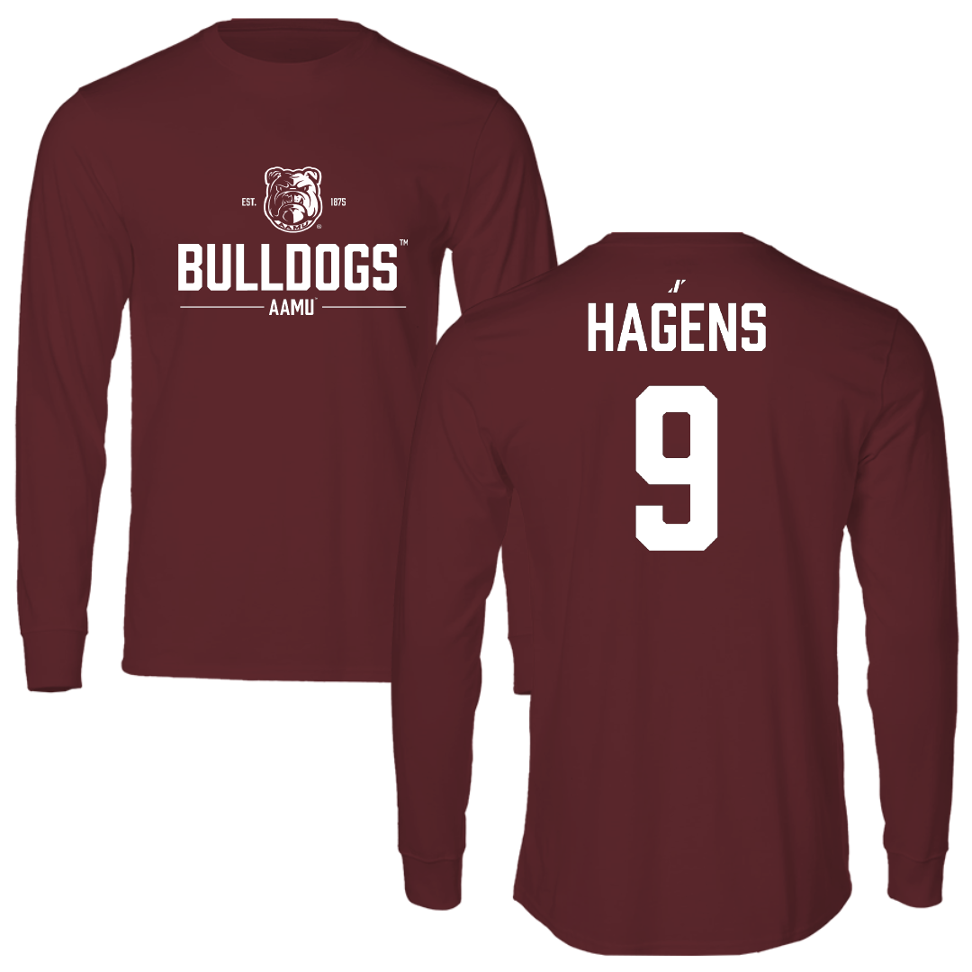 Alabama A&M University Football Maroon General Performance Long Sleeve - #9 Mekhi Hagens