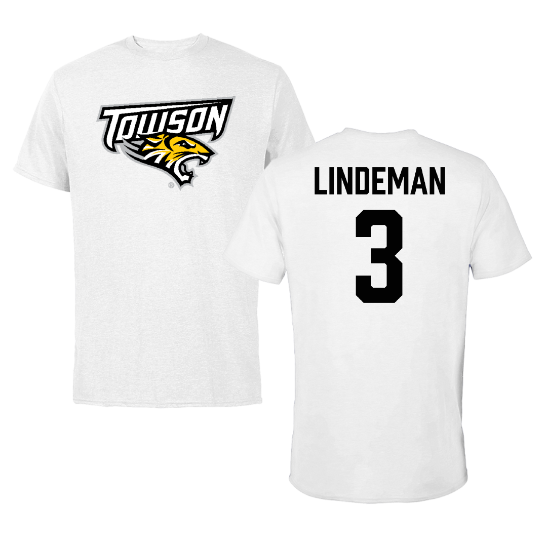 Towson University Soccer (W) White Performance Tee - #3 Sydney Lindeman