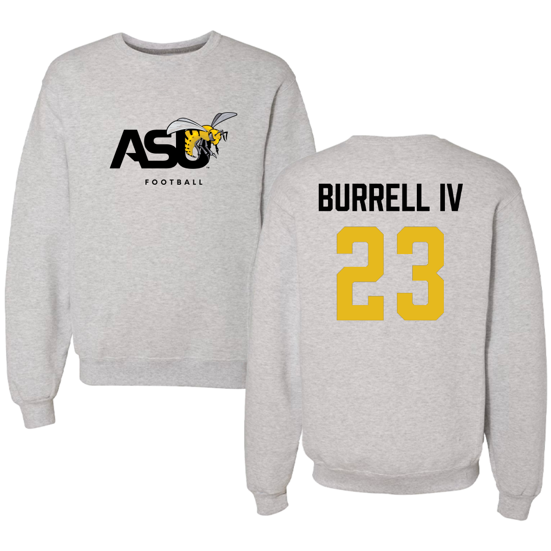 Alabama State University Football Light Gray Crewneck - #23 Vincent Burrell IV